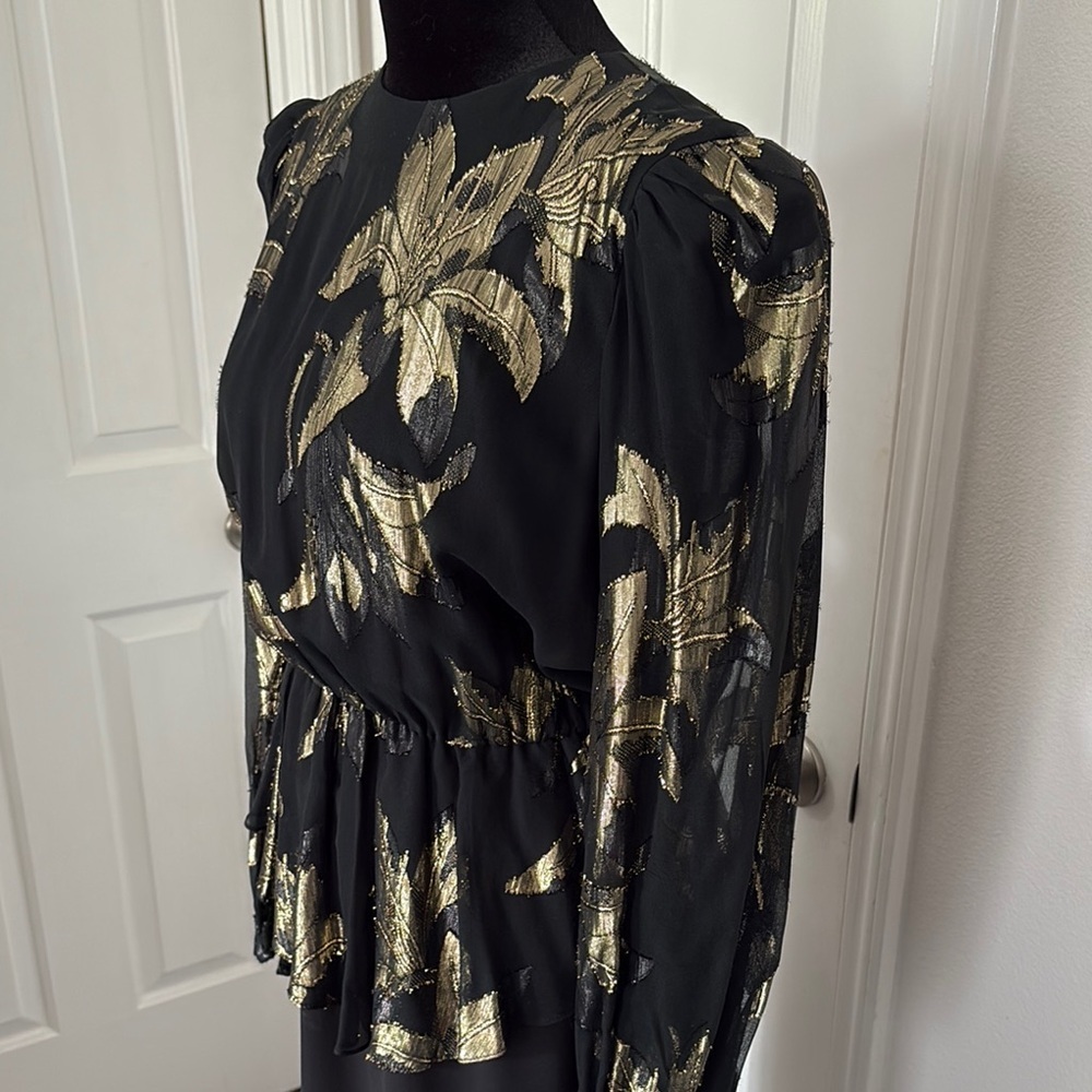Patra 80s Vintage Black And Gold Evening Dress